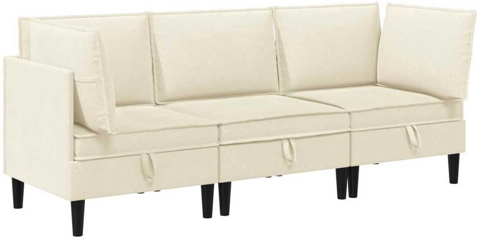 Sofa Svetainės baldų komplektas 3 vnt. Kreminė Audinys