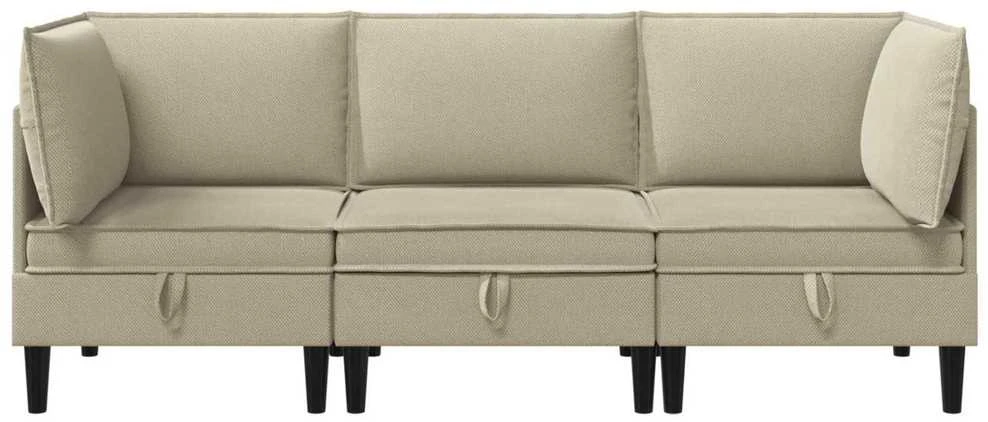 Sofa Svetainės baldų komplektas 3 vnt. Smėlio Audinys