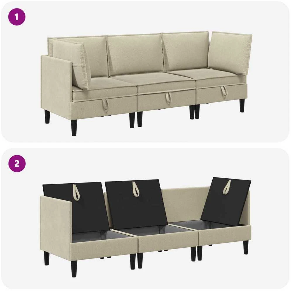 Sofa Svetainės baldų komplektas 3 vnt. Smėlio Audinys
