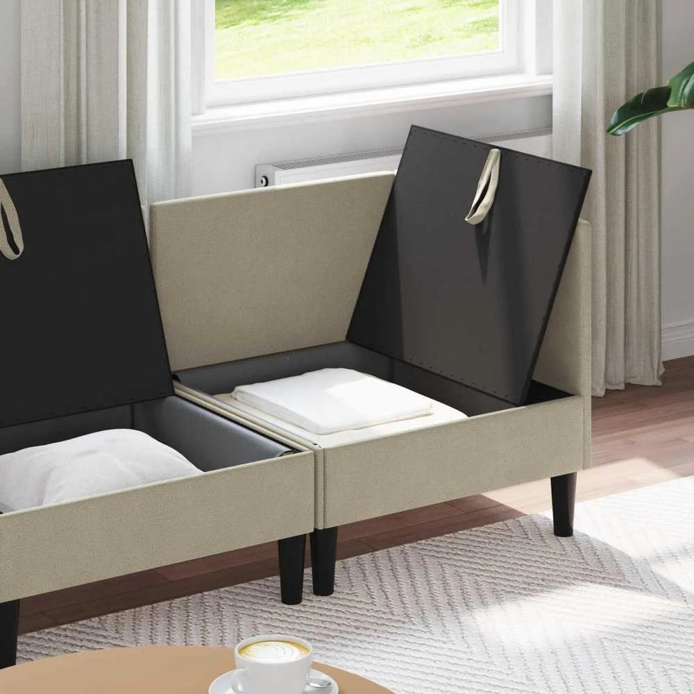 Sofa Svetainės baldų komplektas 3 vnt. Smėlio Audinys