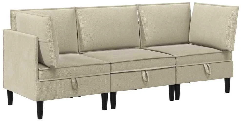 Sofa Svetainės baldų komplektas 3 vnt. Smėlio Audinys