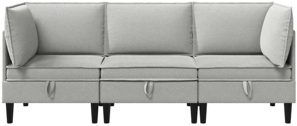 Sofa Svetainės baldų komplektas 3 vnt. Šviesiai pilka Audinys