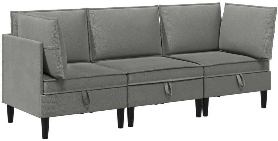 Sofa Svetainės baldų komplektas 3 vnt. Tamsiai pilka Audinys