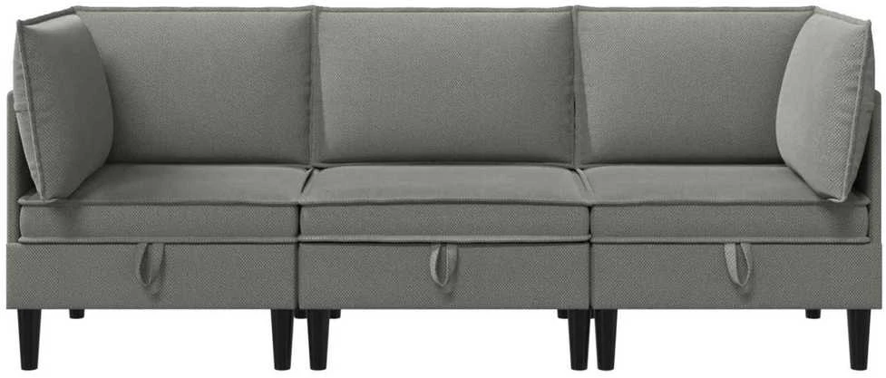 Sofa Svetainės baldų komplektas 3 vnt. Tamsiai pilka Audinys