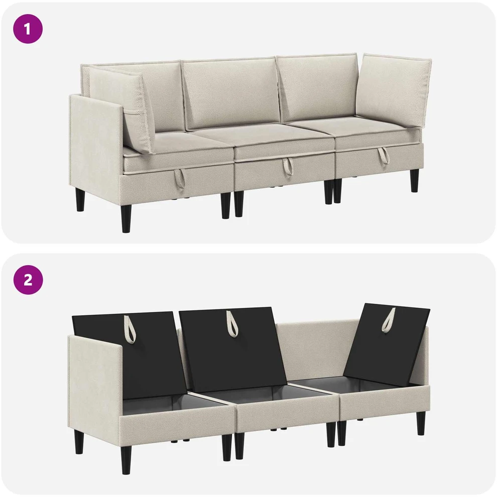 Sofa Svetainės baldų komplektas 3 vnt. Avižinė Audinys