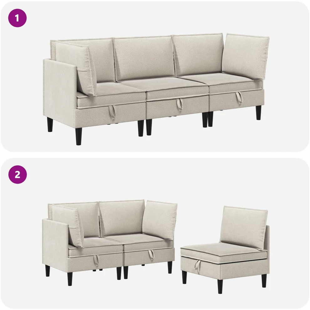 Sofa Svetainės baldų komplektas 3 vnt. Avižinė Audinys