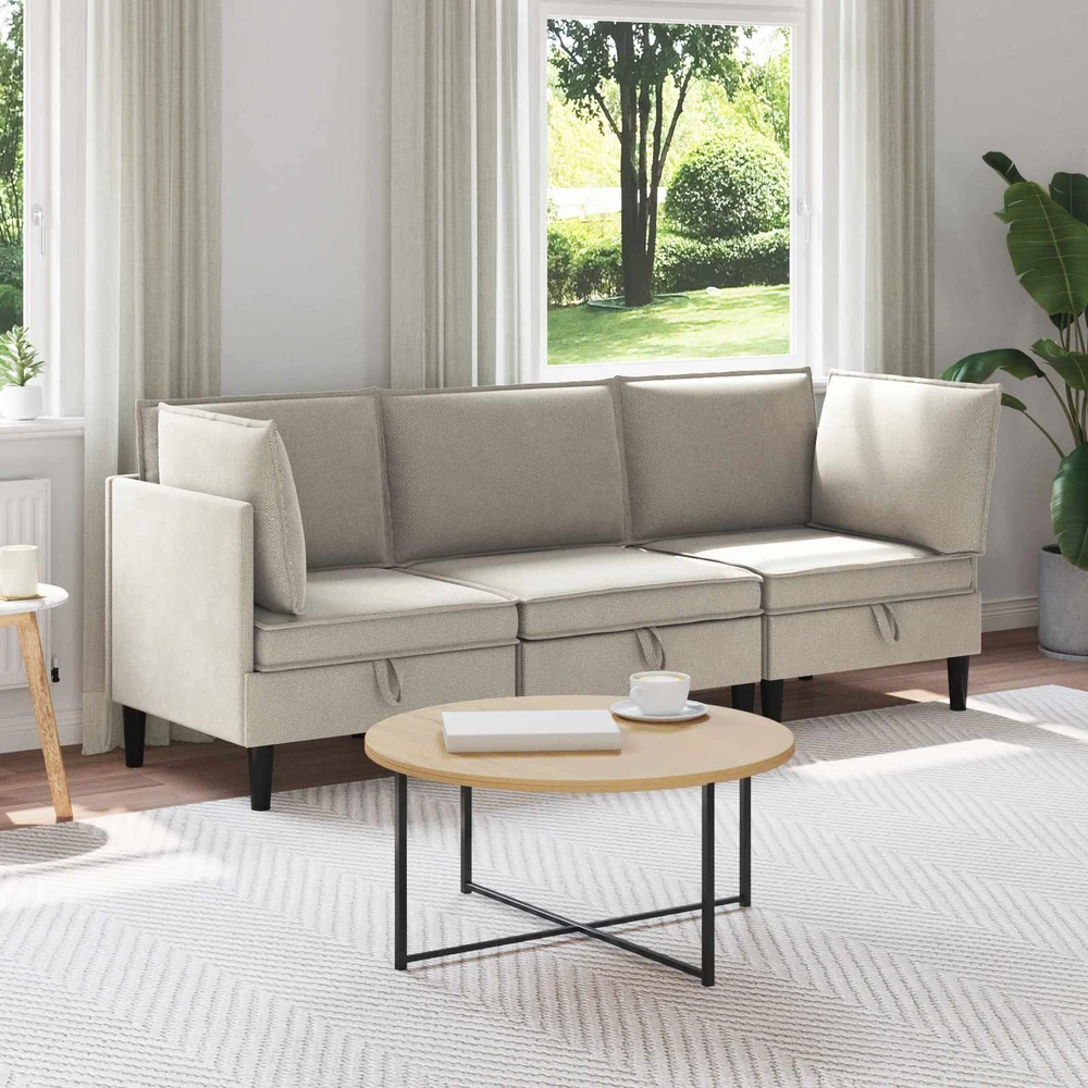 Sofa Svetainės baldų komplektas 3 vnt. Avižinė Audinys