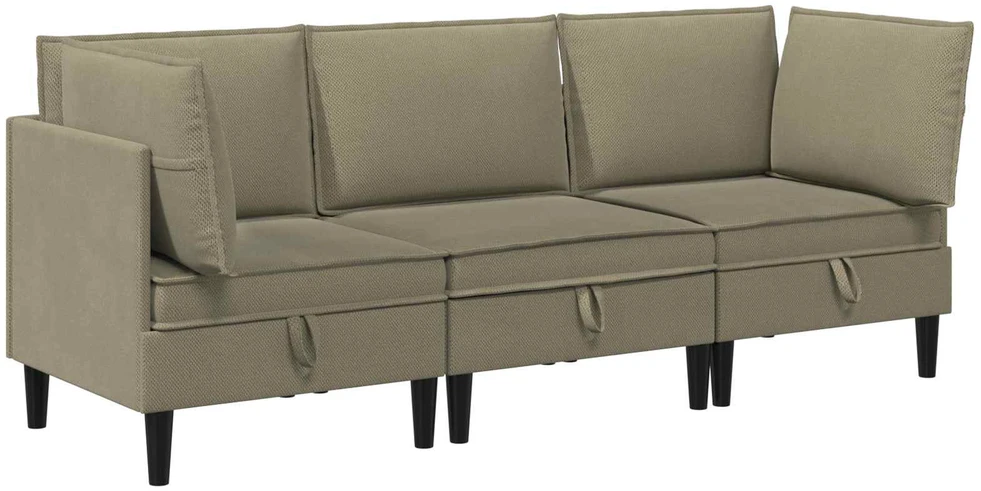 Sofa Svetainės baldų komplektas 3 vnt. 3 vietos Chaki