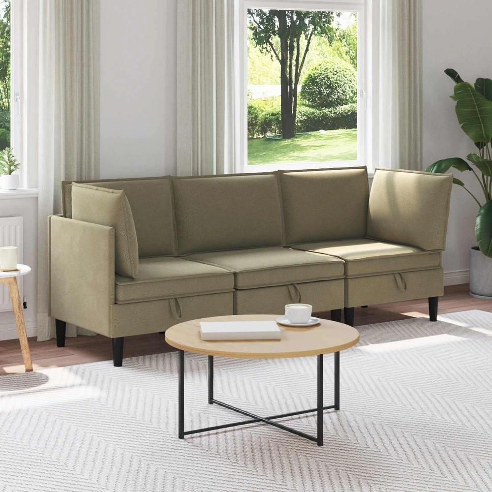 Sofa Svetainės baldų komplektas 3 vnt. 3 vietos Chaki