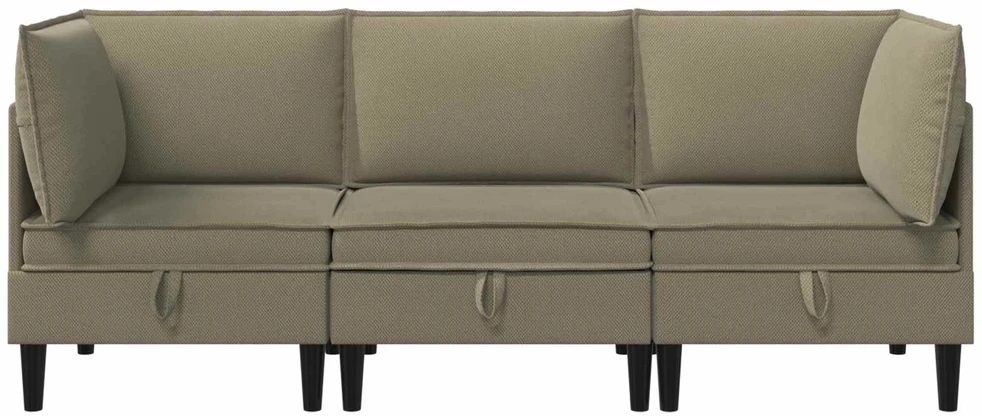 Sofa Svetainės baldų komplektas 3 vnt. 3 vietos Chaki