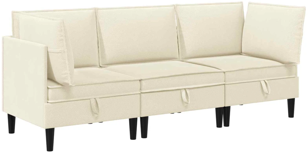 Sofa Svetainės baldų komplektas 3 vnt. 3 vietos Kreminė