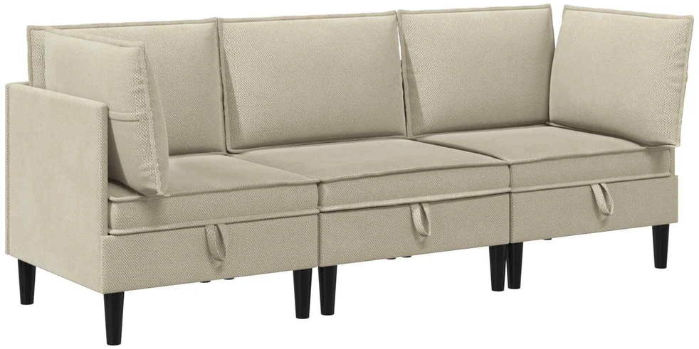 Sofa Svetainės baldų komplektas 3 vnt. Smėlio Audinys