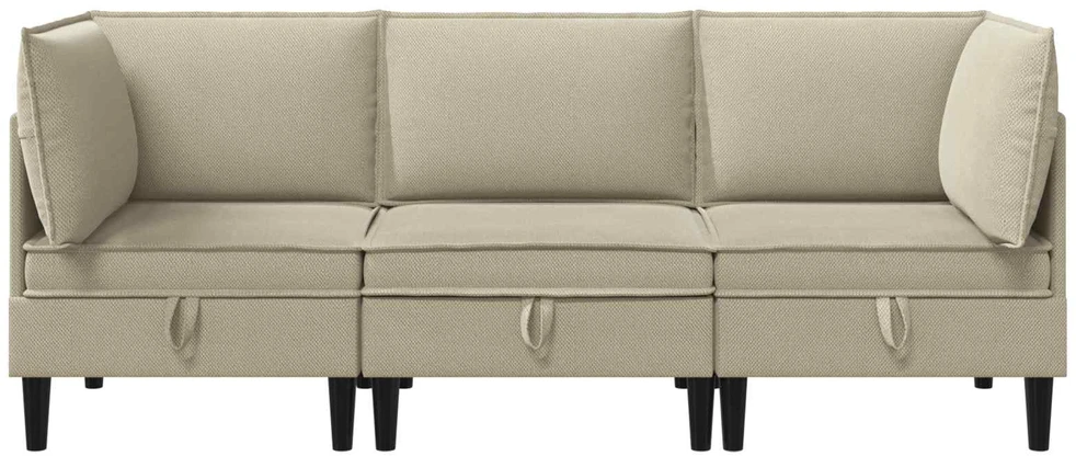 Sofa Svetainės baldų komplektas 3 vnt. Smėlio Audinys