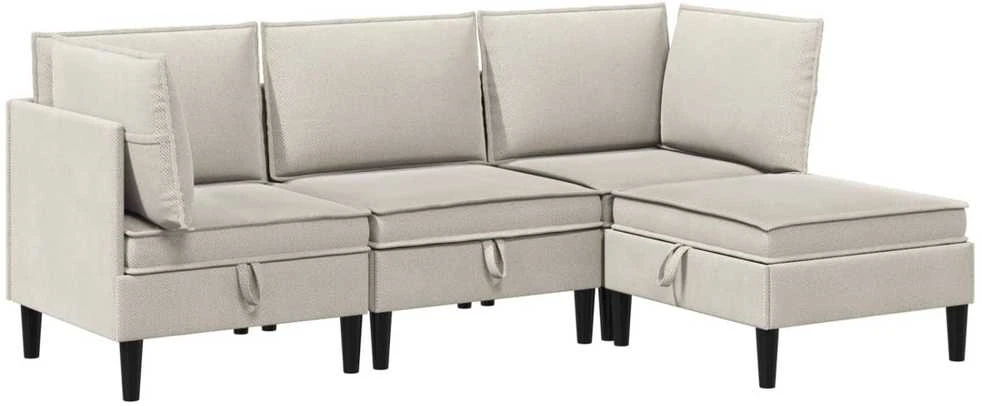 Sofa Svetainės baldų komplektas 4 vnt. Avižinė Audinys