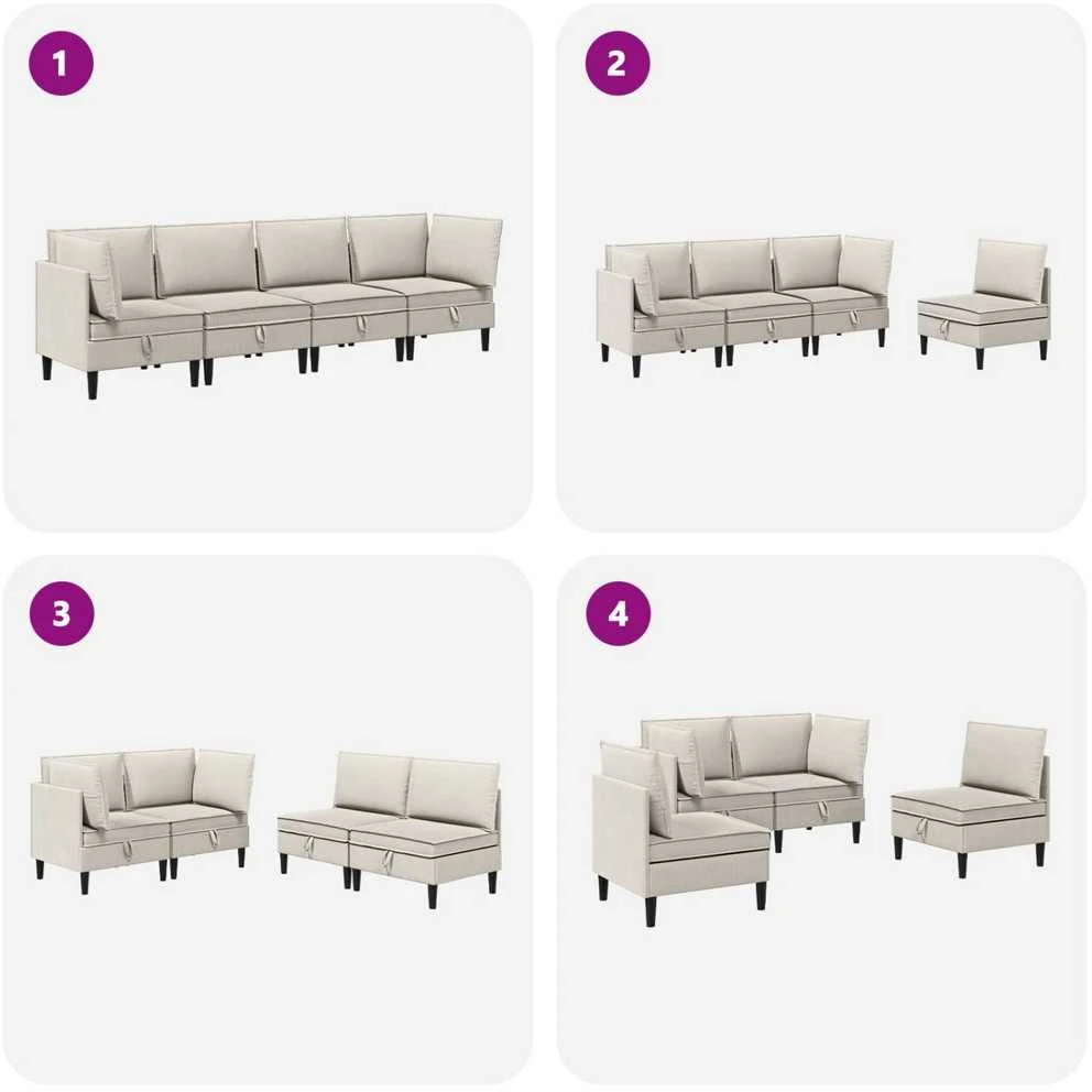 Sofa Svetainės baldų komplektas 4 vnt. Avižinė Audinys