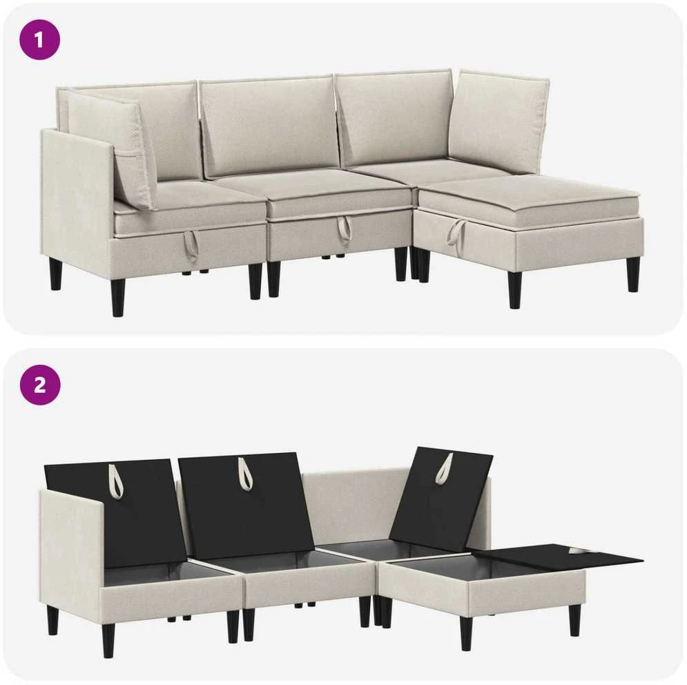 Sofa Svetainės baldų komplektas 4 vnt. Avižinė Audinys