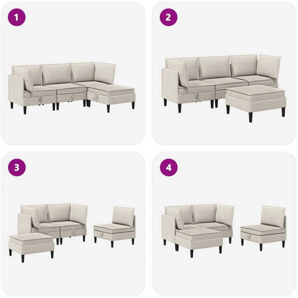 Sofa Svetainės baldų komplektas 4 vnt. Avižinė Audinys