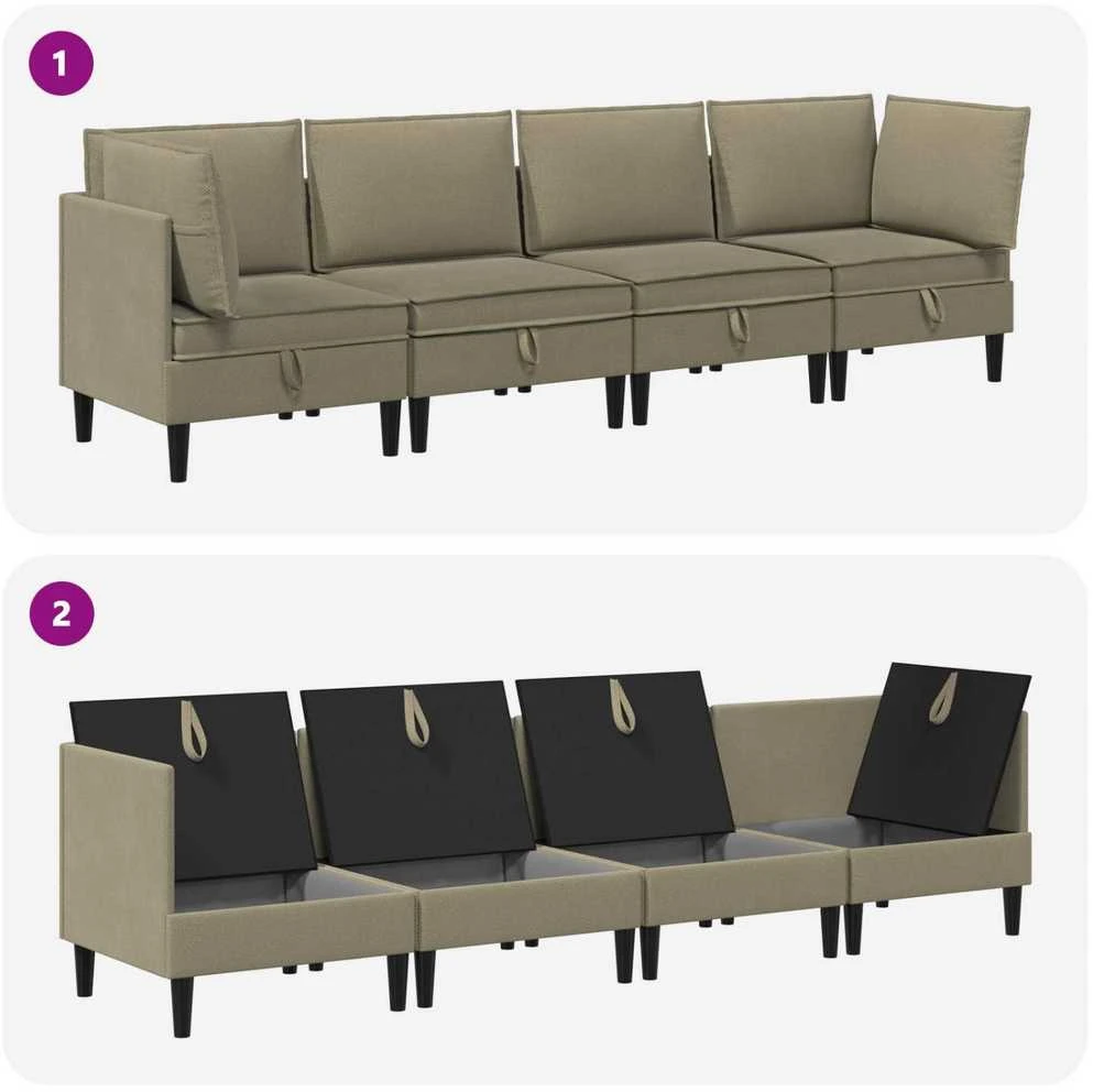 Sofa Svetainės baldų komplektas 4 vnt. Chaki Audinys