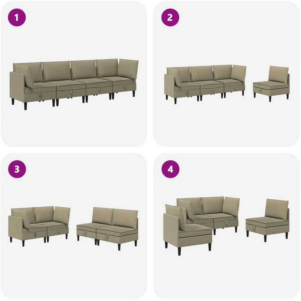 Sofa Svetainės baldų komplektas 4 vnt. Chaki Audinys