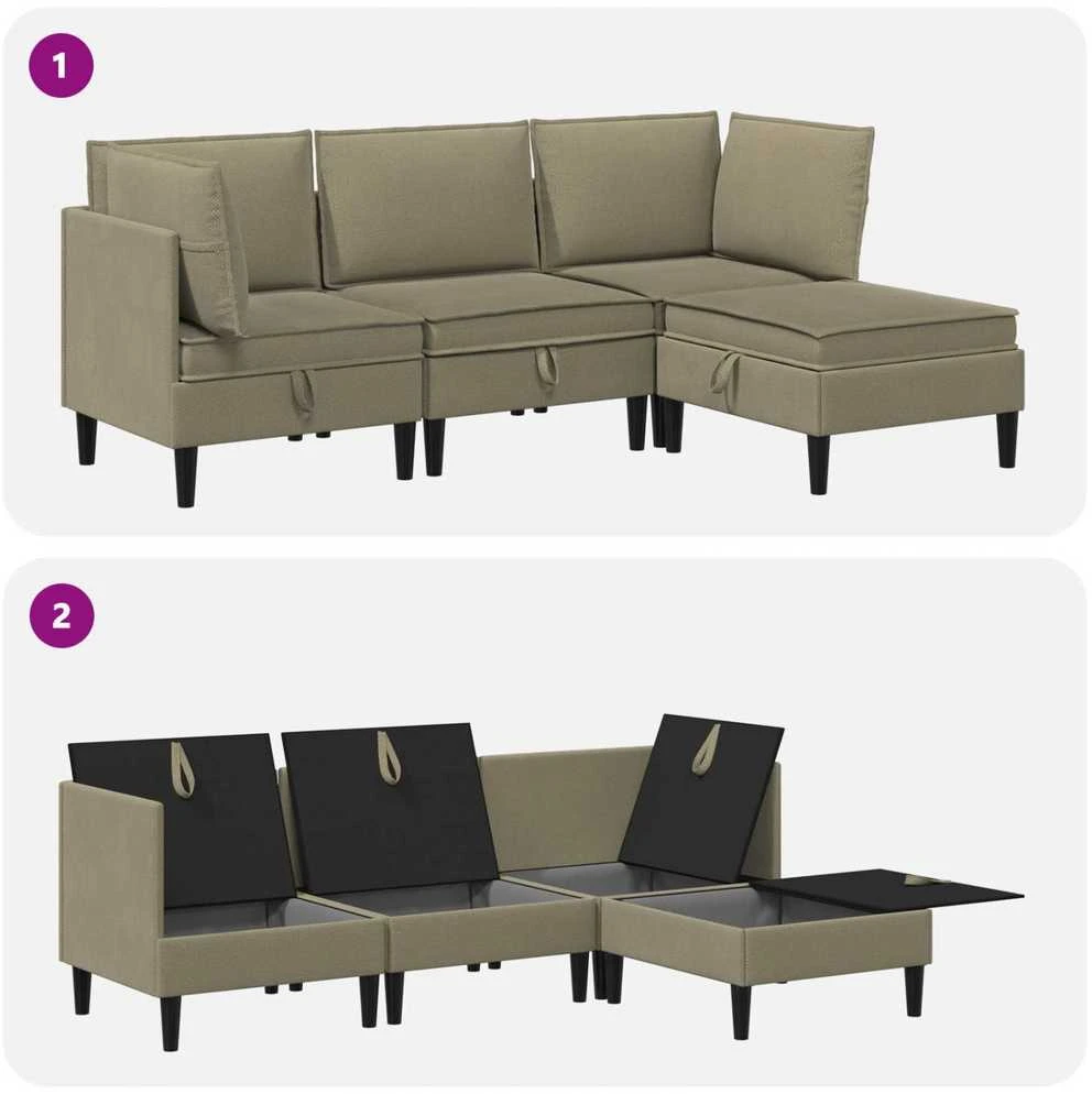 Sofa Svetainės baldų komplektas 4 vnt. Chaki Audinys