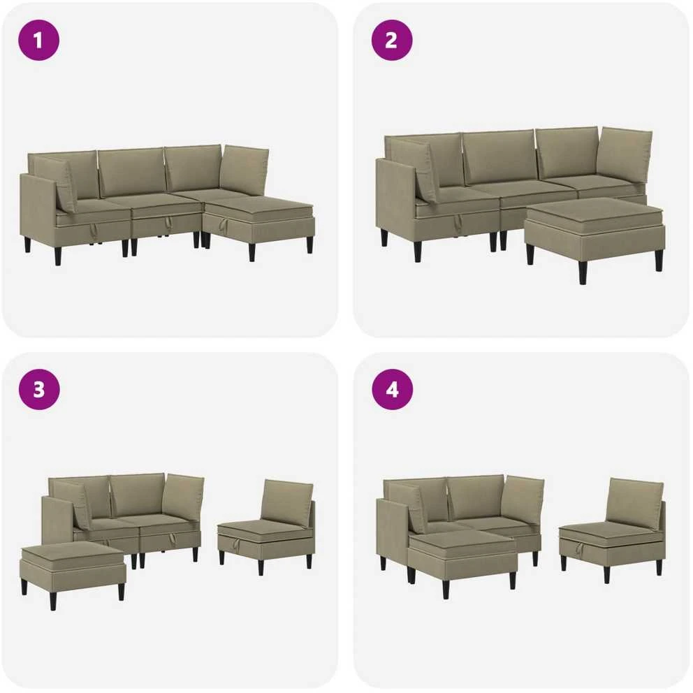 Sofa Svetainės baldų komplektas 4 vnt. Chaki Audinys