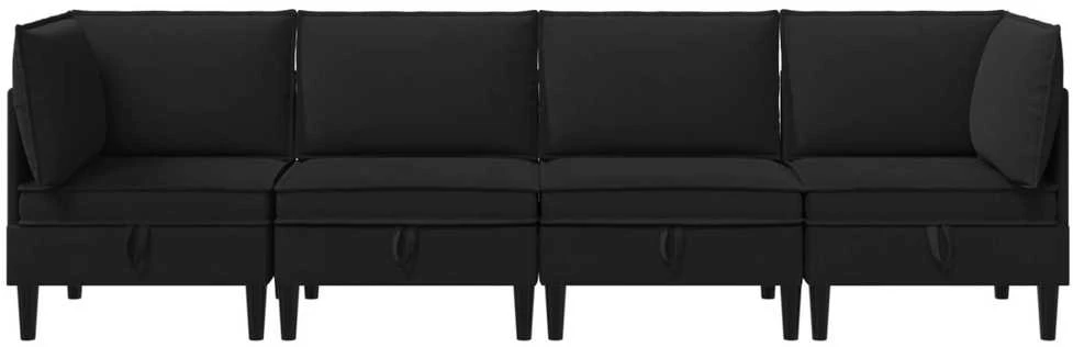 Sofa Svetainės baldų komplektas 4 vnt. Juoda Audinys