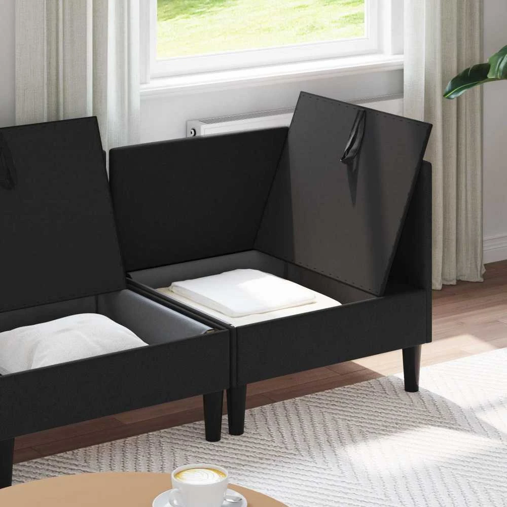 Sofa Svetainės baldų komplektas 4 vnt. Juoda Audinys