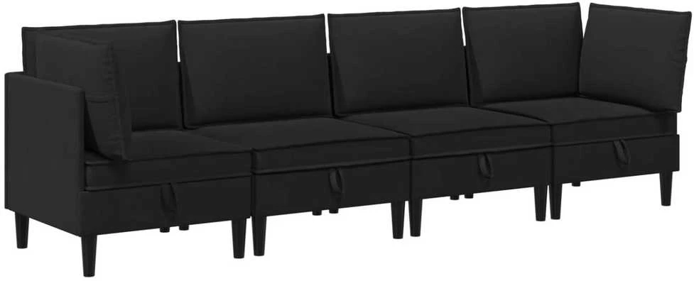 Sofa Svetainės baldų komplektas 4 vnt. Juoda Audinys
