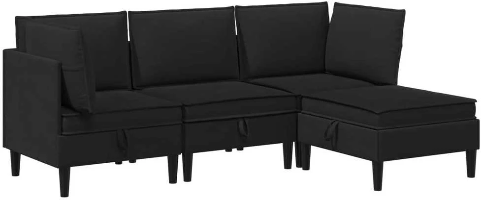 Sofa Svetainės baldų komplektas 4 vnt. Juoda Audinys