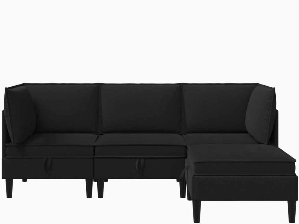 Sofa Svetainės baldų komplektas 4 vnt. Juoda Audinys