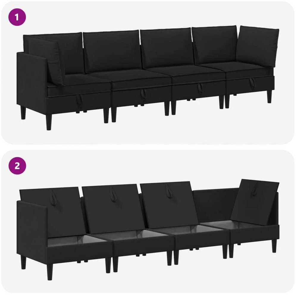 Sofa Svetainės baldų komplektas 4 vnt. Juoda Audinys