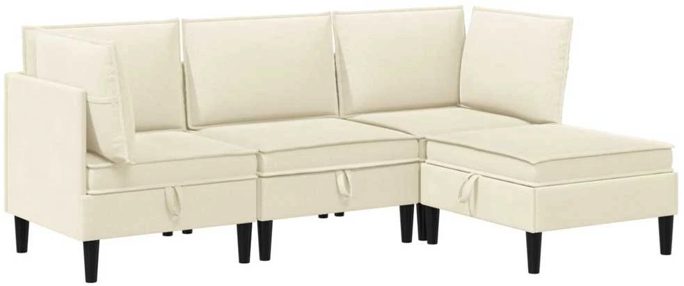Sofa Svetainės baldų komplektas 4 vnt. Kreminė Audinys