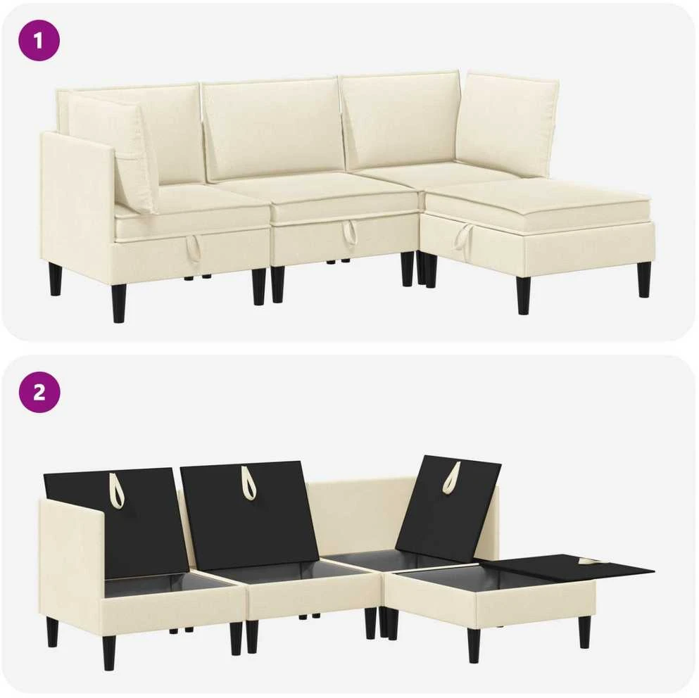 Sofa Svetainės baldų komplektas 4 vnt. Kreminė Audinys
