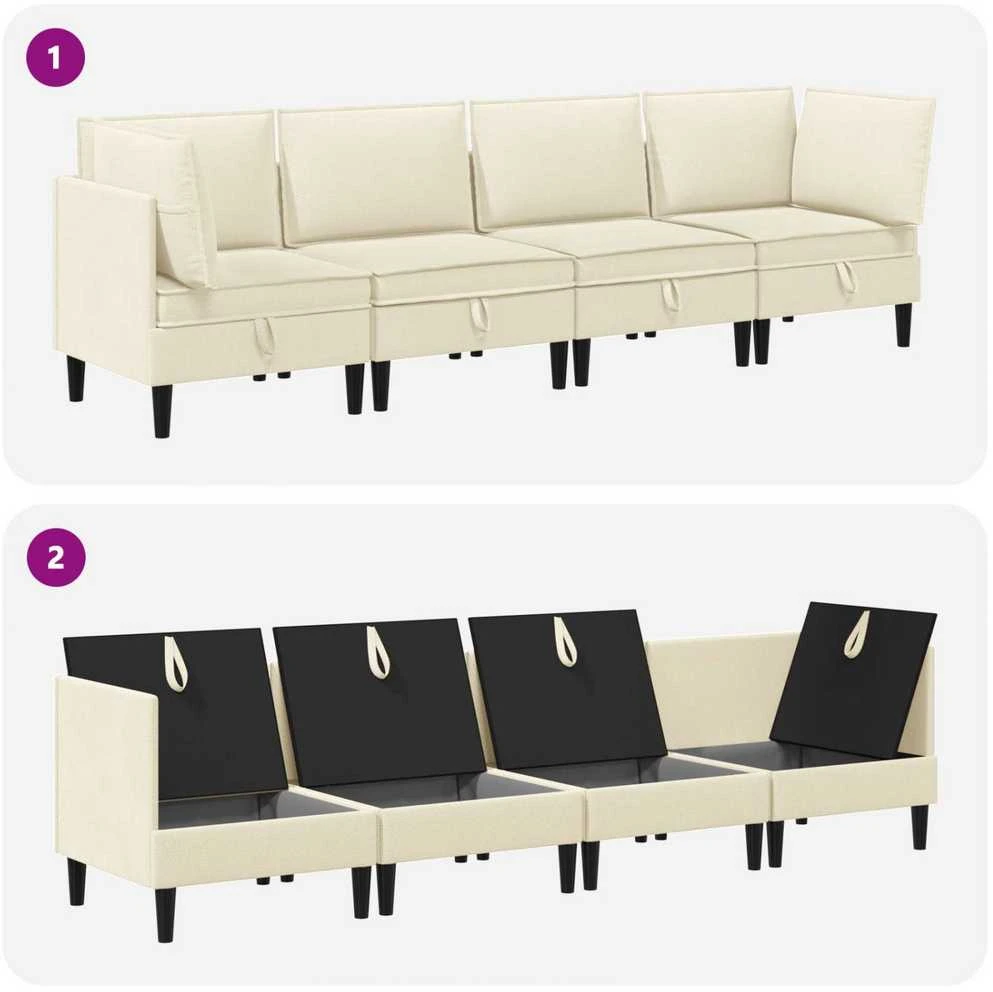 Sofa Svetainės baldų komplektas 4 vnt. Kreminė Audinys