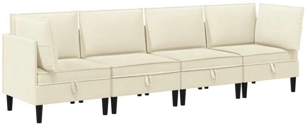Sofa Svetainės baldų komplektas 4 vnt. Kreminė Audinys