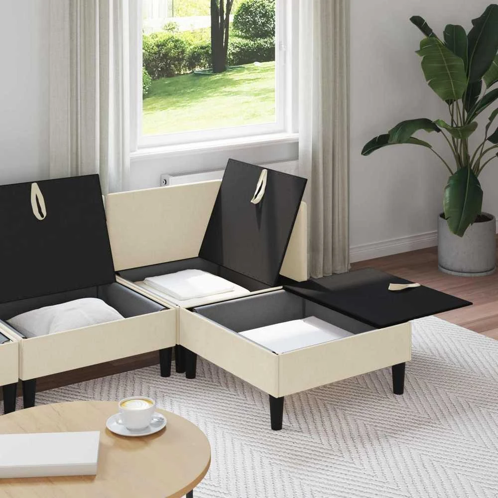 Sofa Svetainės baldų komplektas 4 vnt. Kreminė Audinys
