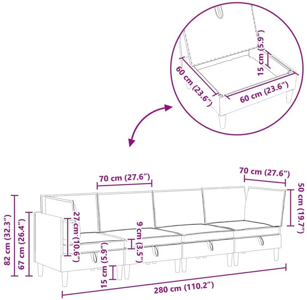 Sofa Svetainės baldų komplektas 4 vnt. Kreminė Audinys