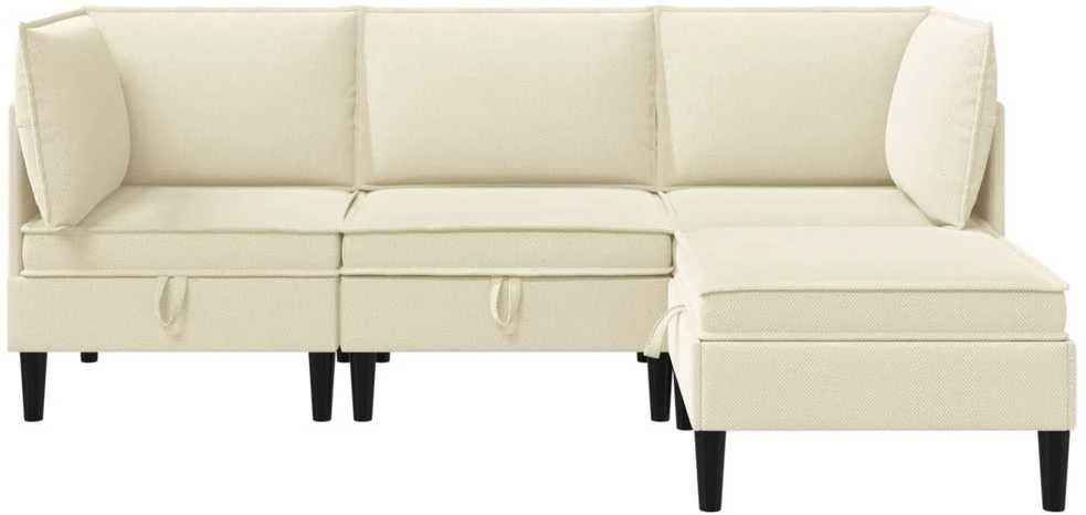 Sofa Svetainės baldų komplektas 4 vnt. Kreminė Audinys