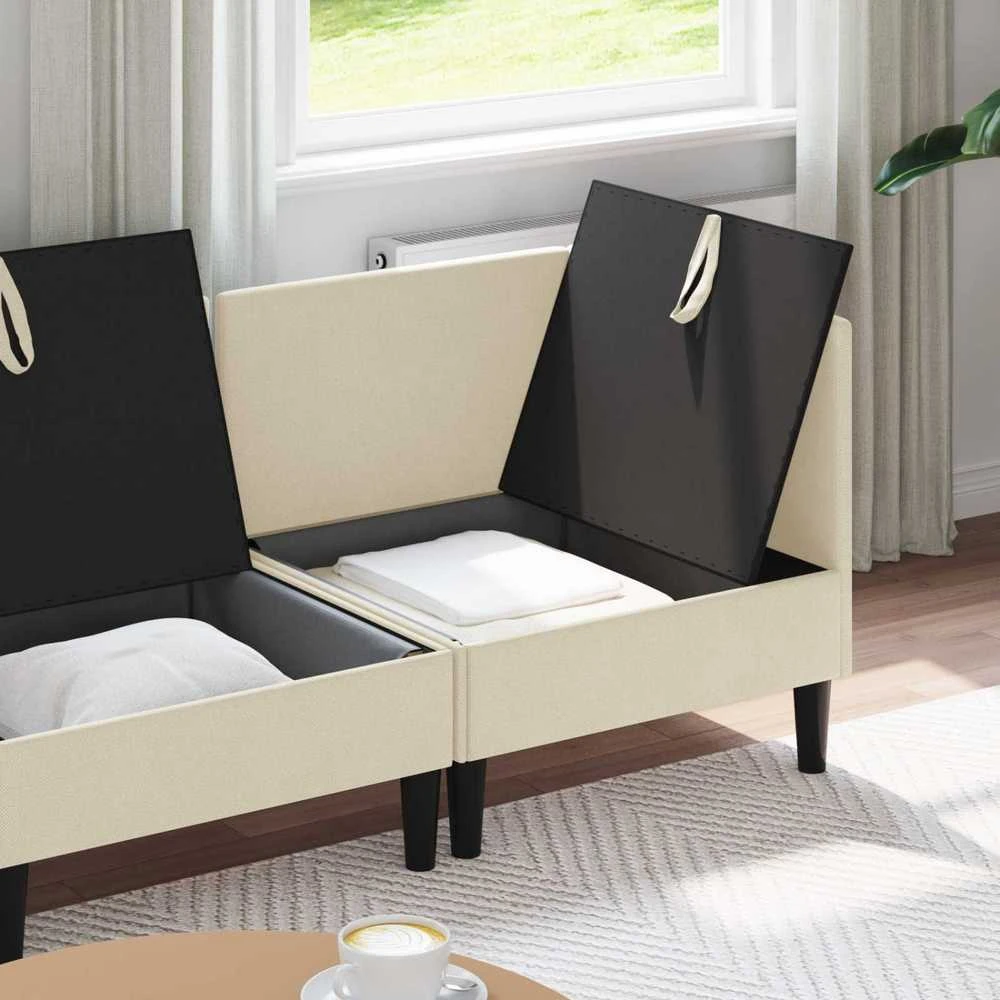 Sofa Svetainės baldų komplektas 4 vnt. Kreminė Audinys