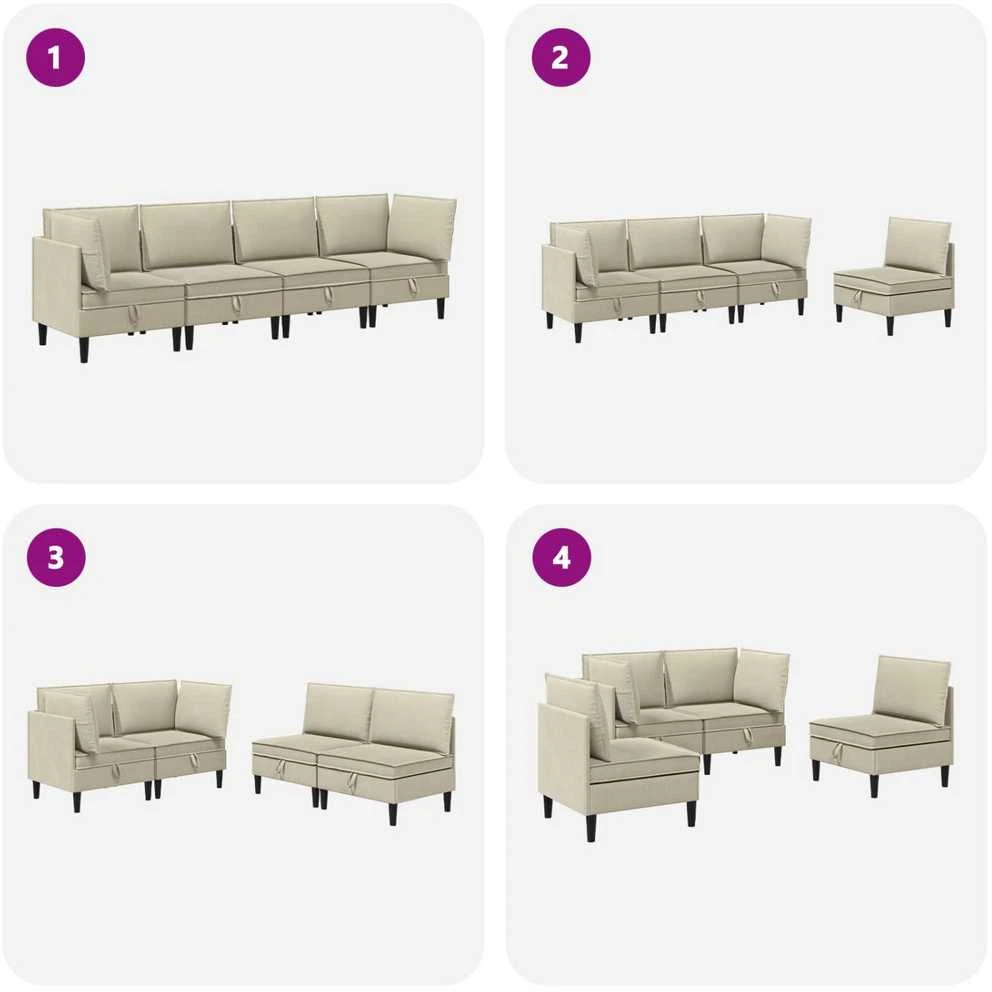 Sofa Svetainės baldų komplektas 4 vnt. Smėlio Audinys