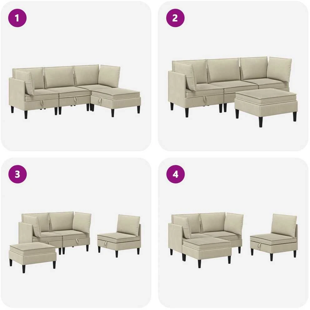 Sofa Svetainės baldų komplektas 4 vnt. Smėlio Audinys