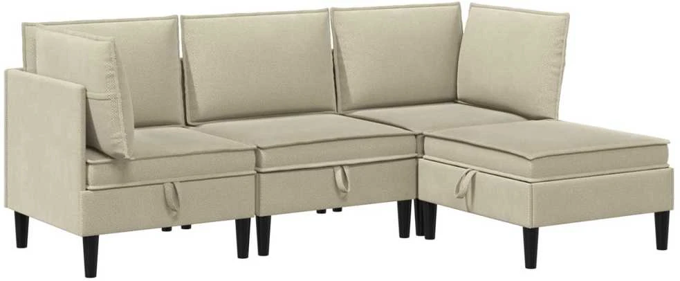 Sofa Svetainės baldų komplektas 4 vnt. Smėlio Audinys
