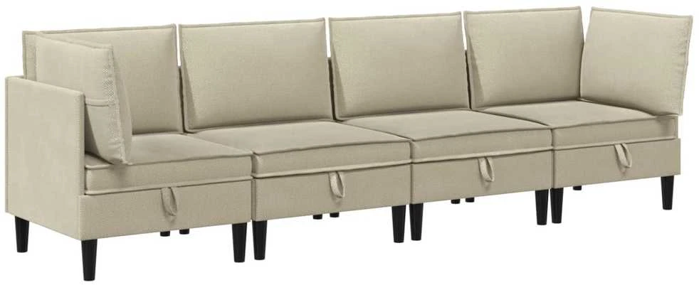 Sofa Svetainės baldų komplektas 4 vnt. Smėlio Audinys