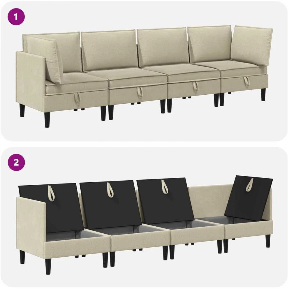 Sofa Svetainės baldų komplektas 4 vnt. Smėlio Audinys