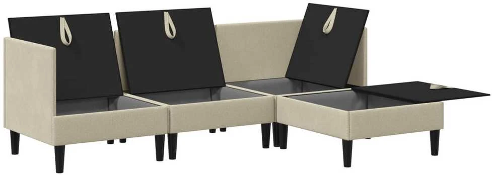Sofa Svetainės baldų komplektas 4 vnt. Smėlio Audinys