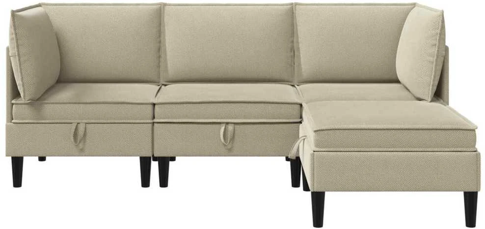 Sofa Svetainės baldų komplektas 4 vnt. Smėlio Audinys