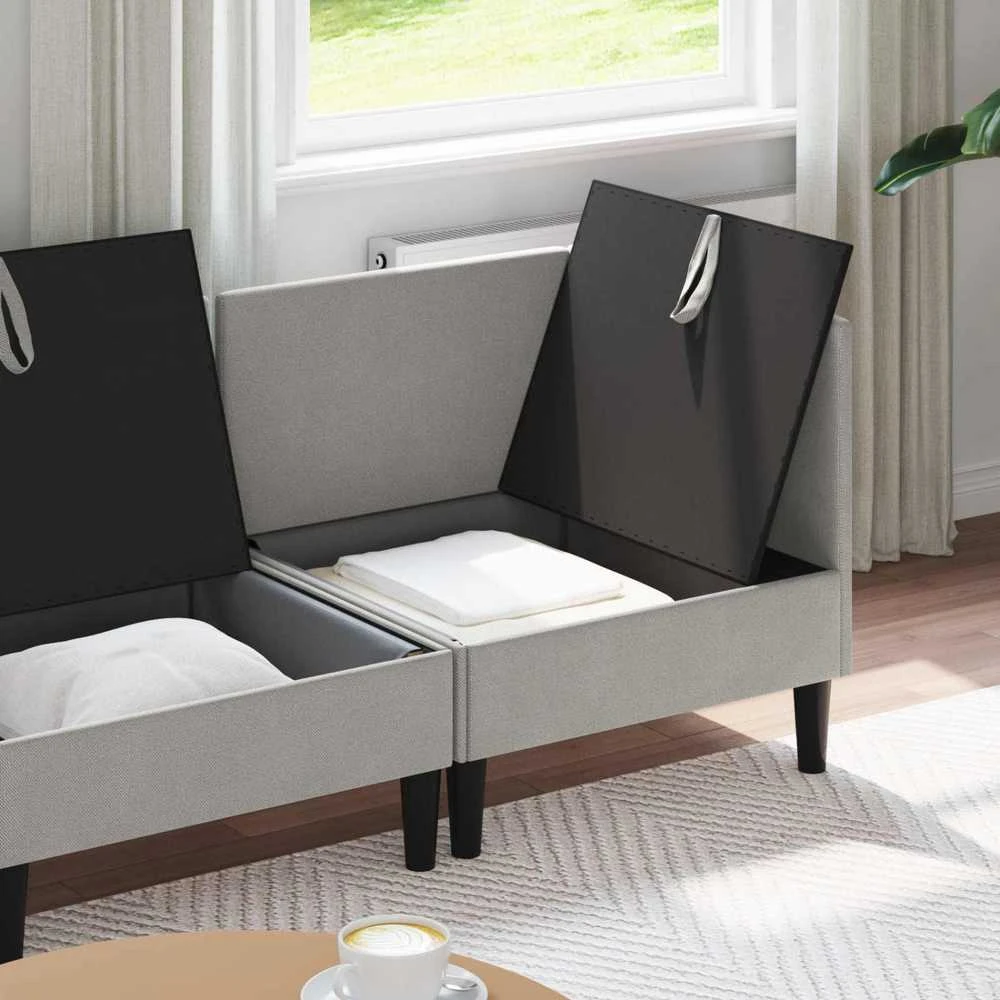 Sofa Svetainės baldų komplektas 4 vnt. Šviesiai pilka Audinys
