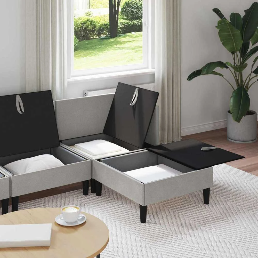 Sofa Svetainės baldų komplektas 4 vnt. Šviesiai pilka Audinys