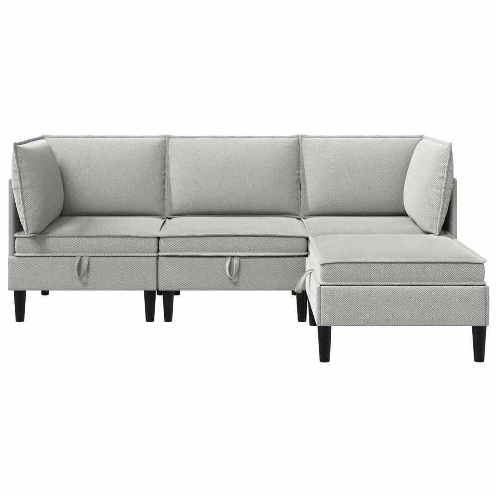 Sofa Svetainės baldų komplektas 4 vnt. Šviesiai pilka Audinys
