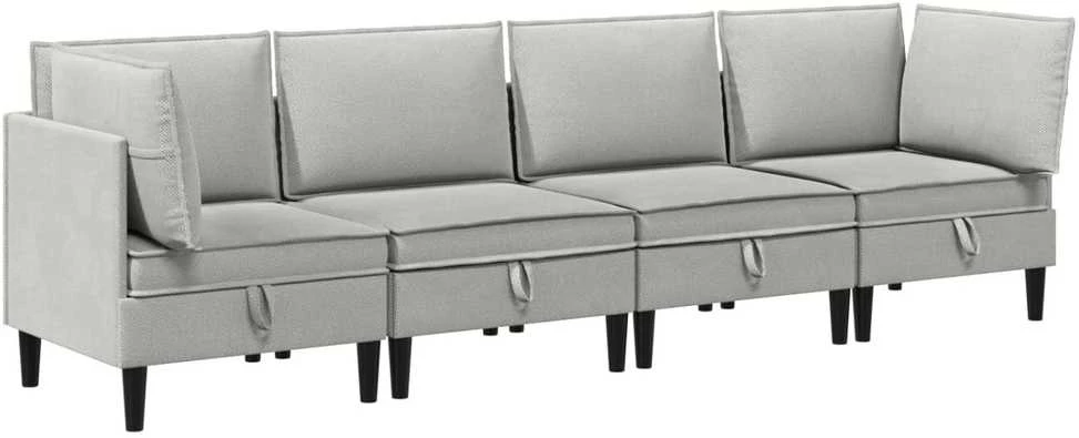 Sofa Svetainės baldų komplektas 4 vnt. Šviesiai pilka Audinys